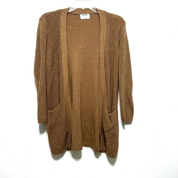 Old Navy Cardigan Sweater Tan Brown Long Sleeve Knit Open Front Womens sz Small - Picture 1 of 7